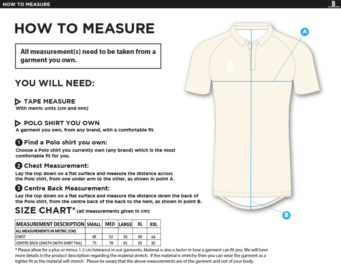 Leicestershire T20 Short Sleeve Replica - Adults Fit - Size Guide