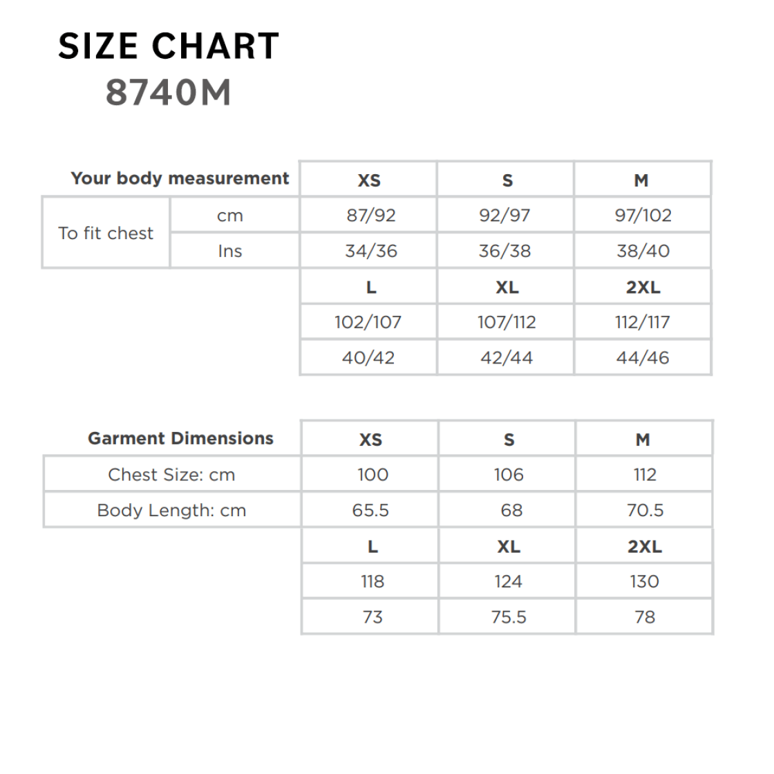 Leicestershire 1/4 Outdoor Fleece - Size Guide