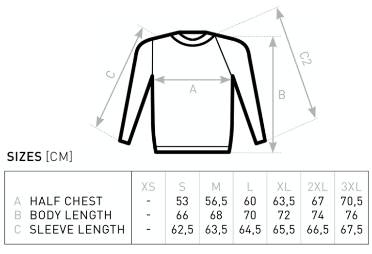 Leicestershire Sweatshirt - Size Guide