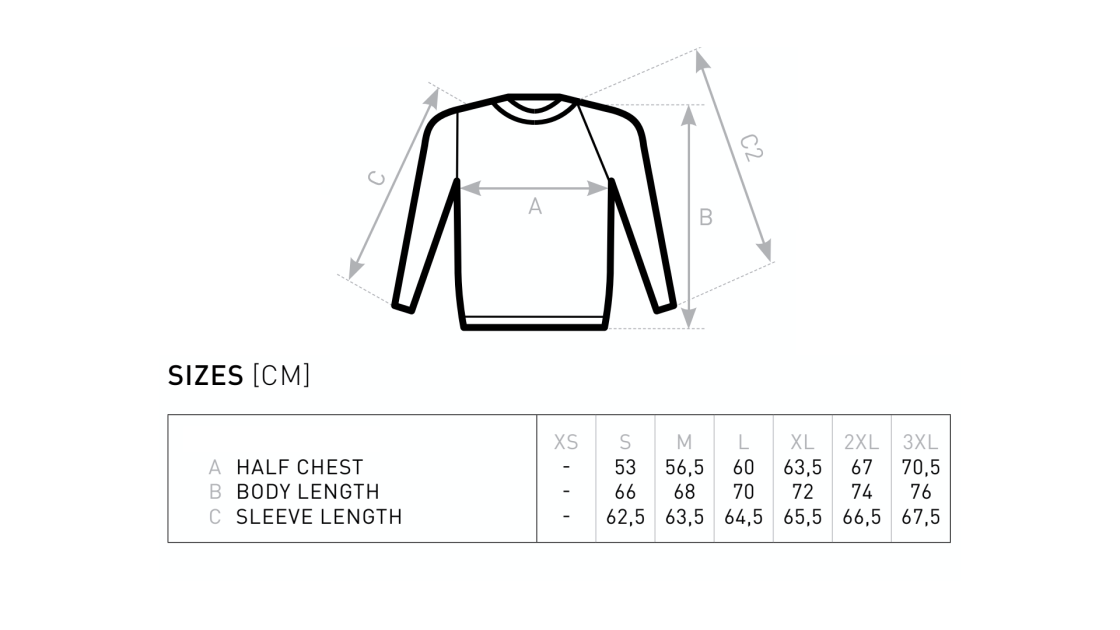 Leicestershire Sweatshirt - Size Guide